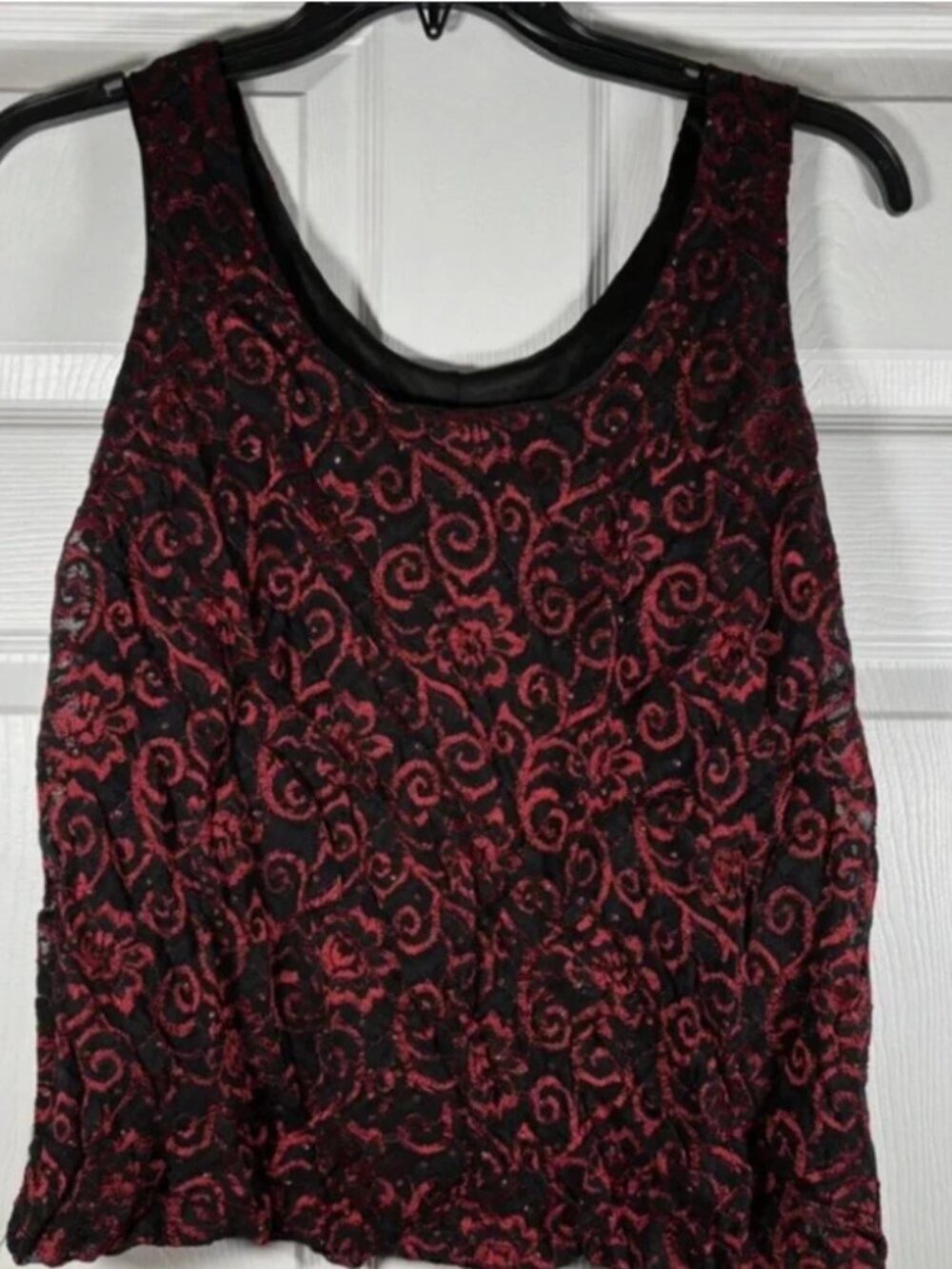 Onyx Nite Glitter Lace Tank top 1X Black Red Whimsygoth soft goth